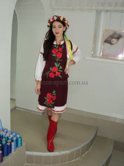 Український народний бордовий костюм